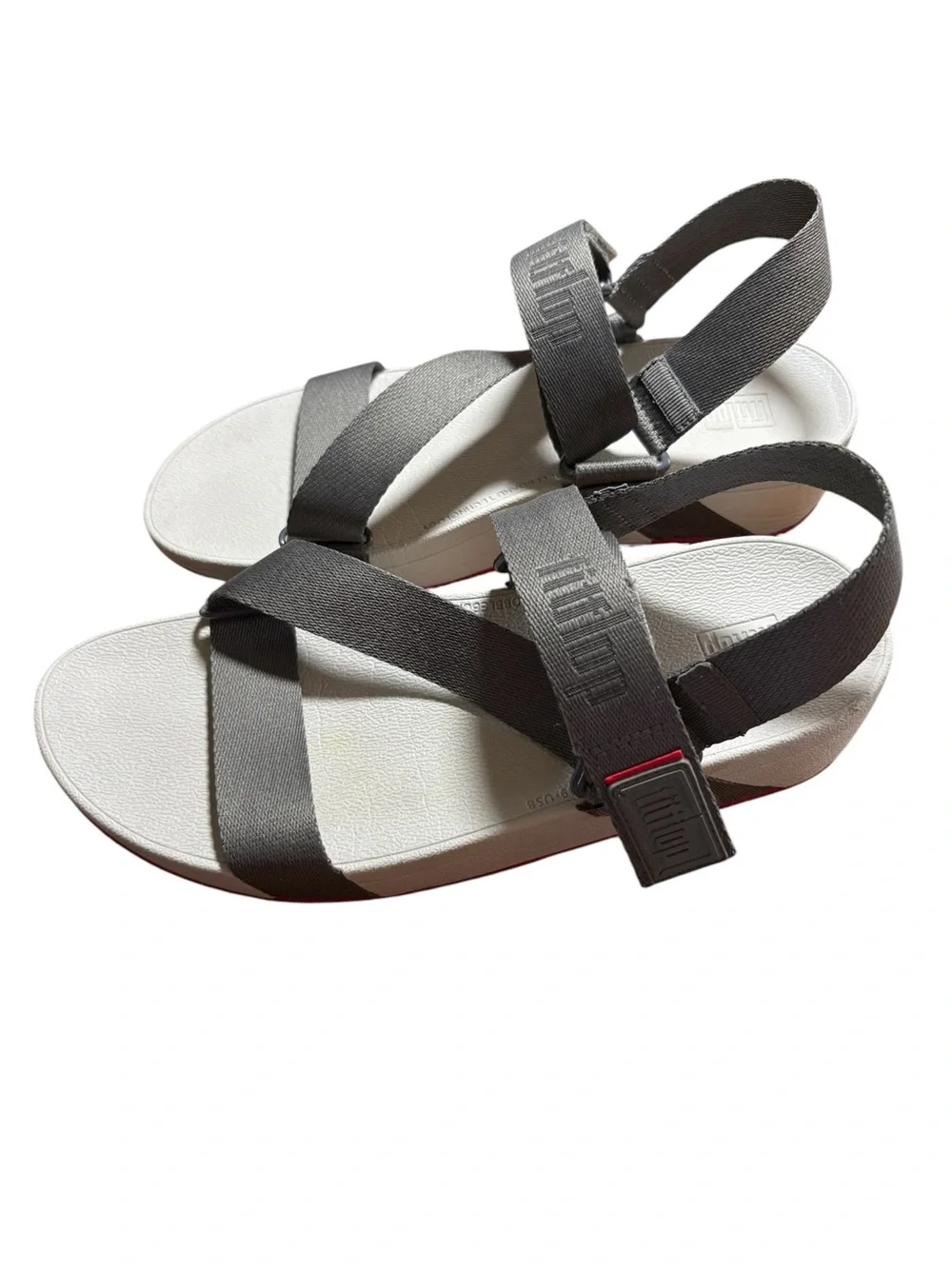 Fitflop Gray Strappy Sandals with Light Gray Footbed and Nylon Strap